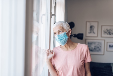 senior woman with face mask